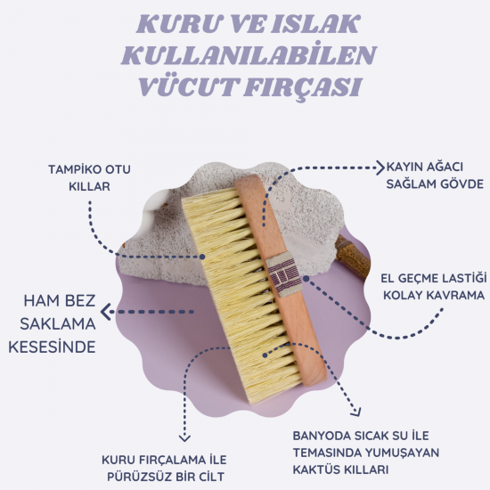 Islak ve Kuru Vücut Fırçası  Selülit ve Lenfatik Masajı  Peeling Etkisi Masaj Fırçası  Vegan